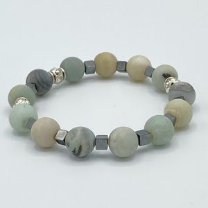 Gemstone bracelet | Balance & Grounding Bracelet | 4-10mm | Amazonite•Hematite |